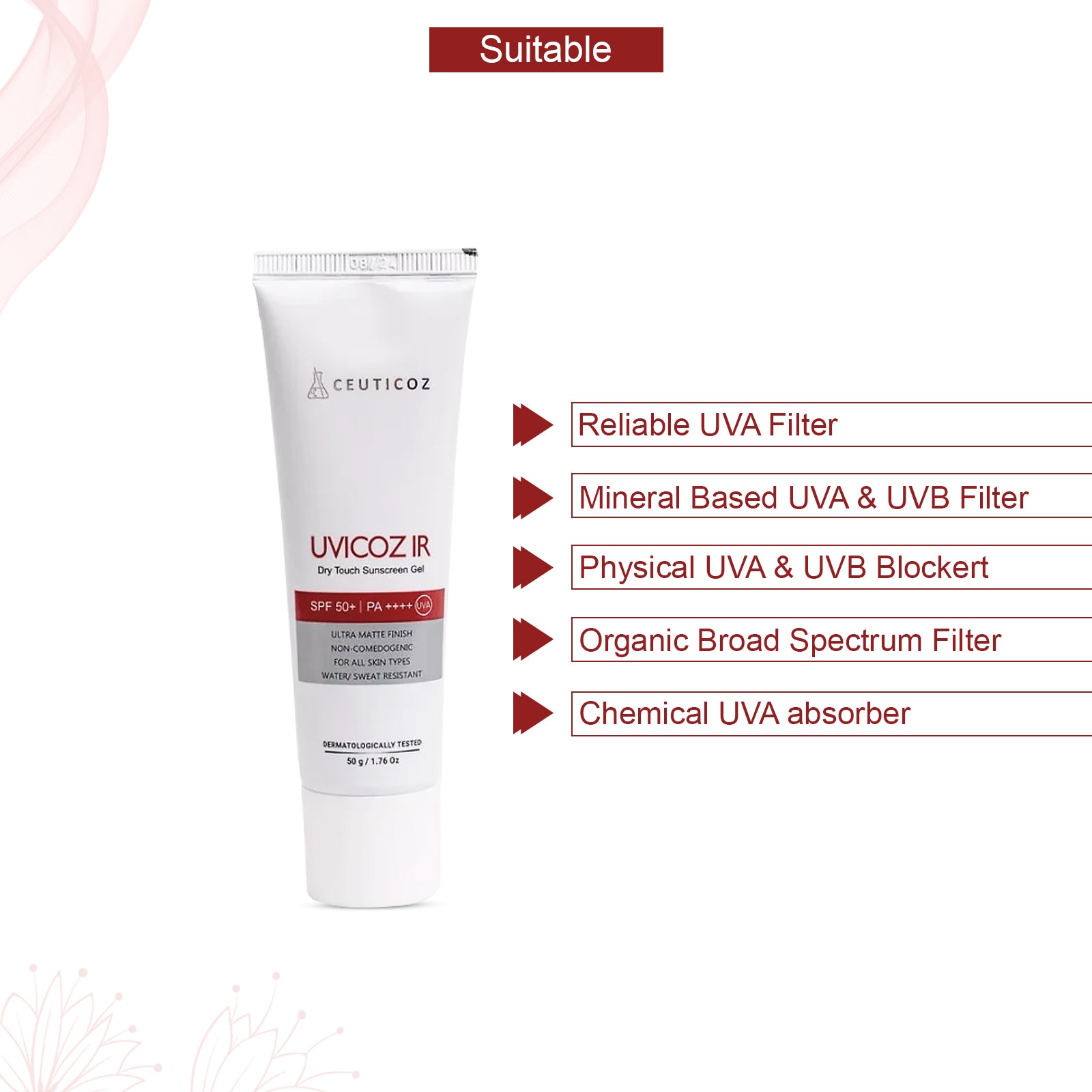 Uvicoz IR  Dry Touch Sunscreen Gel 50 gm